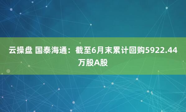 云操盘 国泰海通：截至6月末累计回购5922.44万股A股