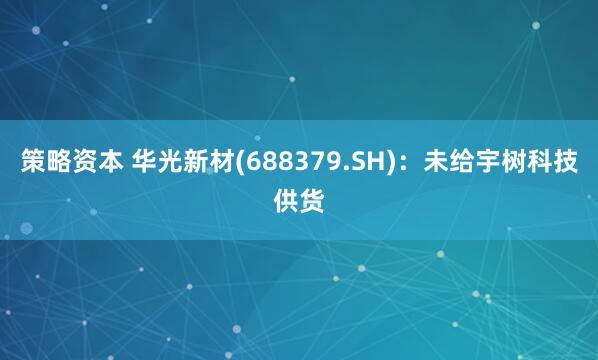 策略资本 华光新材(688379.SH)：未给宇树科技供货