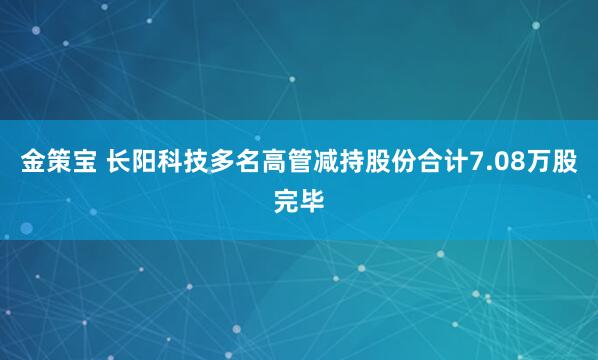 金策宝 长阳科技多名高管减持股份合计7.08万股完毕