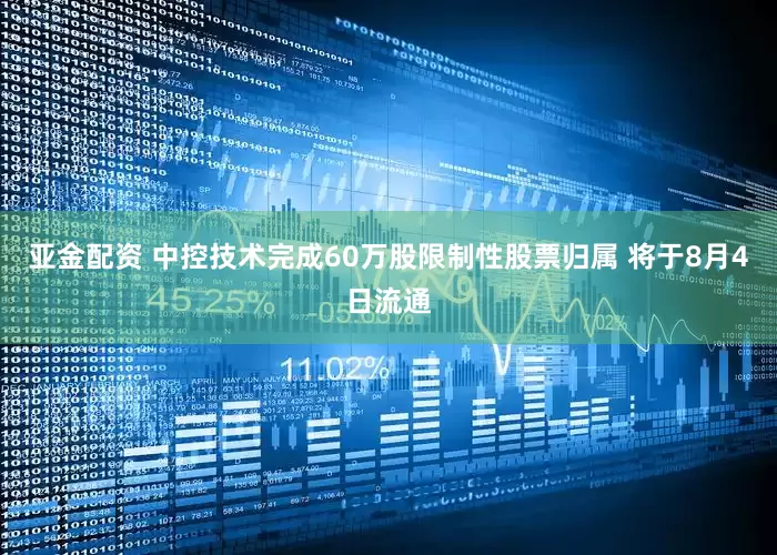 亚金配资 中控技术完成60万股限制性股票归属 将于8月4日流通